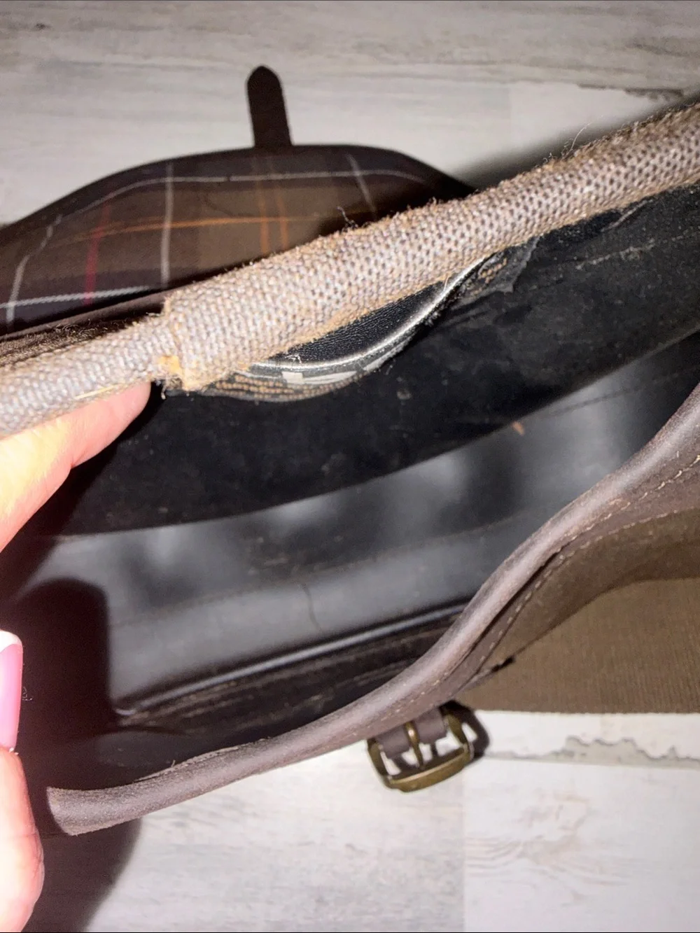 Barbour Dark Brown Waxed Cartridge Bag